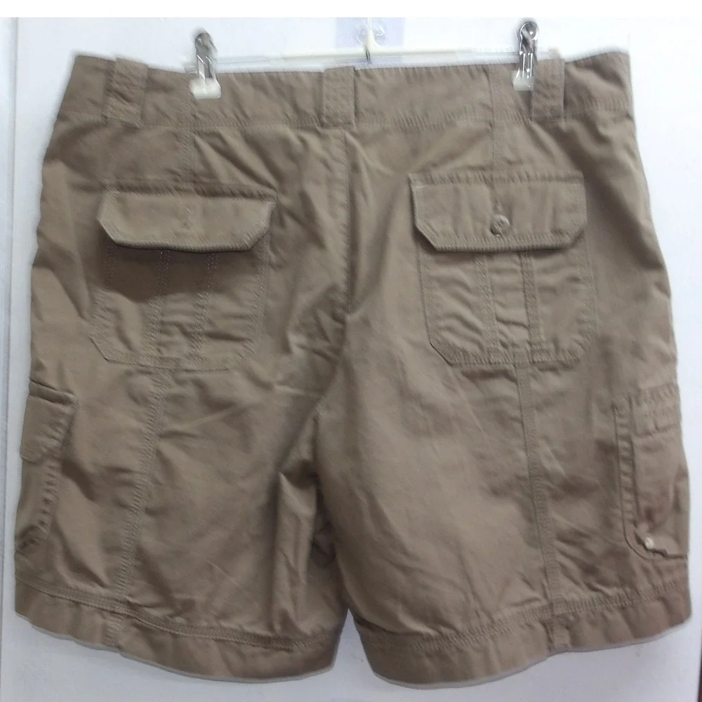 Eddie Bauer Cargo Shorts Womens 14 Olive Green Khaki Cotton Ripstop /#26521 - Picture 3 of 5